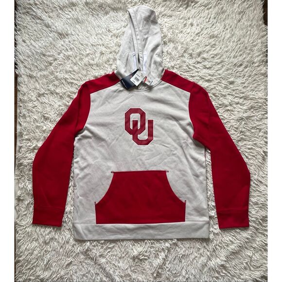 Oklahoma Sooners Fanatics Primary Arctic Fleece Pullover Hoodie - Gray/Crimson L - Picture 6 of 7
